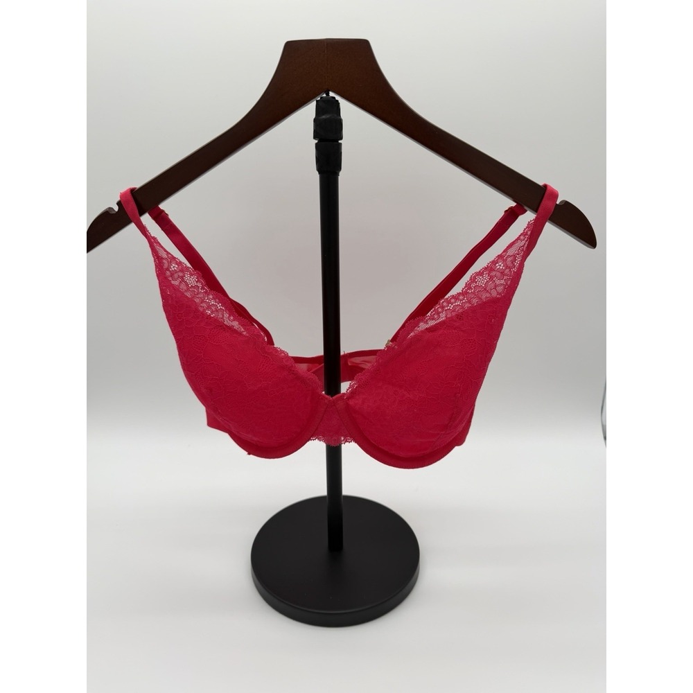 Soma Lightest Lift Lace Plunge Underwire Bra-34DD-Ultra Pink-Excellent Pre-owned